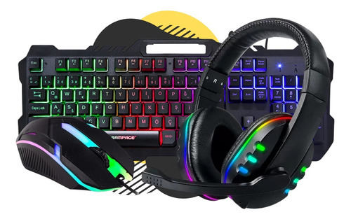 Kit Gamer Teclado Mouse Fone Headset Profissional Rgb