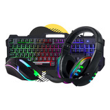 Kit Gamer Teclado Mouse Fone Headset Profissional Rgb