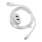 Cable Hub Usb Cargador V8 Microusb Con 2 Puertos Usb 2.0