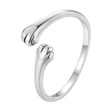 Anillo Ajustable Para Mujer Pata Gato En Plata 925