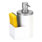 Dispenser Para Detergente Esponja 600ml Branco Cromo Fosco Cor Branco/prata