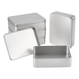 Olycraft 5 Latas Vacias De Metal Plateado Rectangulares Herm