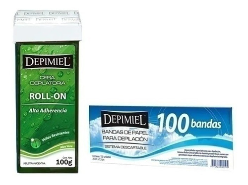 Depimiel Kit Depilatorio 24 Ceras Roll On + 100 Bandas Papel