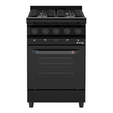 Cocina Industrial Saho Kuro 550 A Gas 4 Hornallas  Negra Puerta Con Visor 52l