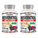 Combo 2 Resveratrol Purely Organics Anti-ox Complex Gold | 90 Caps Sabor Sin Sabor