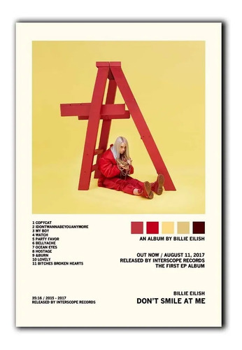Cuadros Decorativos Billie Eilish Álbum Music Tracklist
