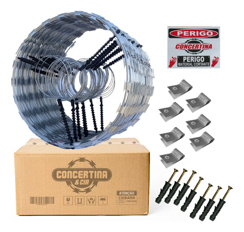 Kit Concertina Eletrificada 45cm Para 12 Metros