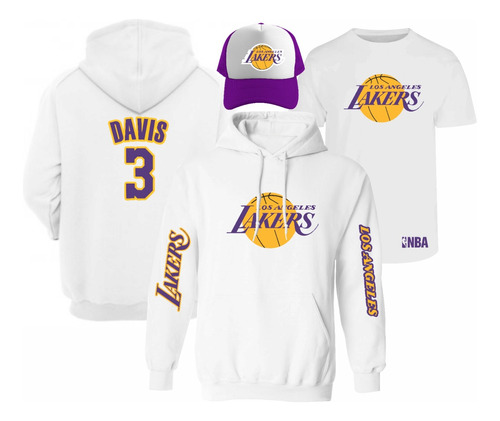 Kit De Sudadera + Playera + Gorra Mod Lakers Davis Estampado