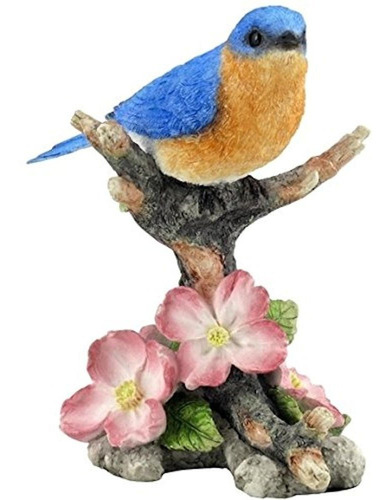 4.88 inch Bluebird Sobre Rama Con Flores  figura Decorativa