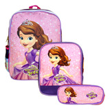 Kit Mochila Escolar Infantil Grande Princesa Sofia Costas Jg