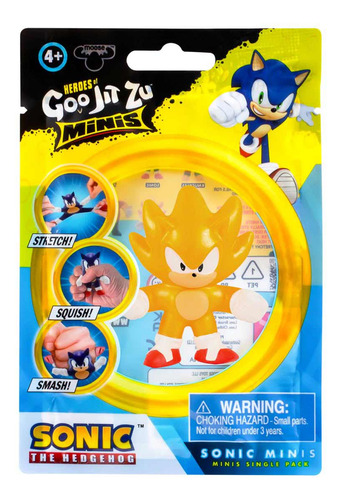 Mini Boneco Elástico Do Super Sonic - Goo Jit Zu Sonic