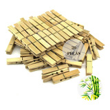 Kit 20 Prendedor Pregador De Roupa Madeira Bambu Cor Bamboo