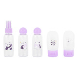 Miniso Kit Botellas De Viaje China Panda Lilas 6 Piezas