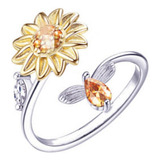 J Anillo De Ansiedad Para Mujer Girasol Anillo Abierto [u]