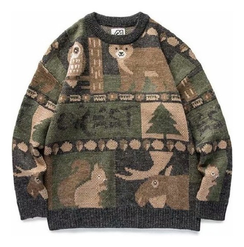 Retro Tide Sweater Color Match Inns Forest Bear Bonito