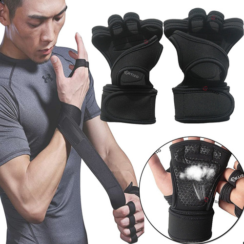 Guantes Con Muñequera Para Gimnasio Pesas Gym Deporte Hombre