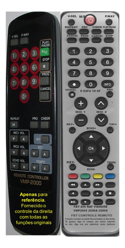 Controle Compativel Videoke Raf Vmp 2000 2000a 288f456