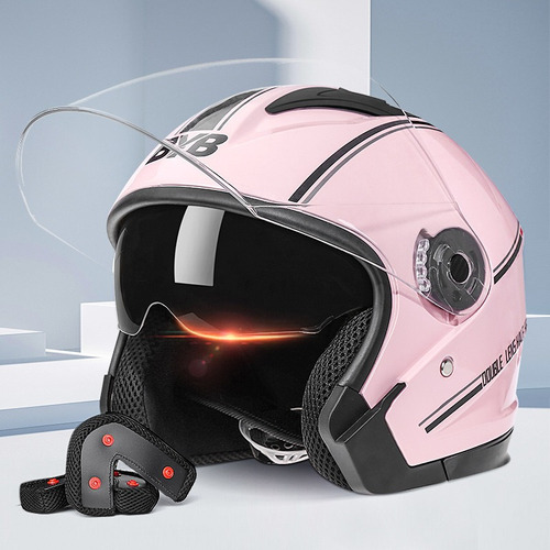 Byb/730 Casco De Moto Para Mujer Con Doble Lente Antivaho