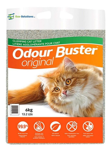 Arena Sanitaria Gatos Odour Buster Original 6kg - Aquarift