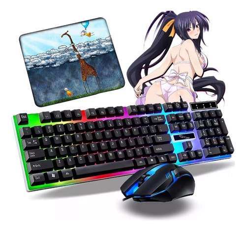 Keyboard Y Kit De Teclados Y Mouse Led Usb Mouse Pad