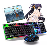 Keyboard Y Kit De Teclados Y Mouse Led Usb Mouse Pad