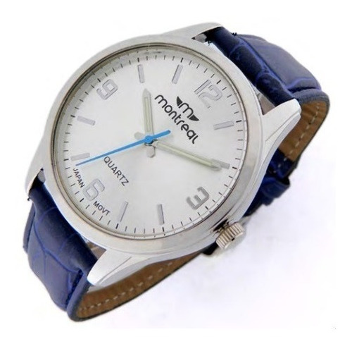 Reloj Montreal Hombre Md Malla De Cuero C/ Estuche