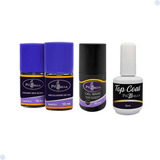 Kit Preparadores Piu Bella Topcoat Regulador Primer Gel Base