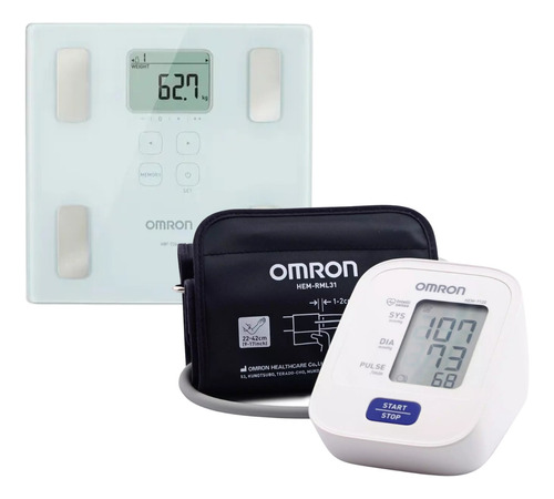 Combo Omron Balanza Digital Hbf 226 + Tensiómetro Hem-7120