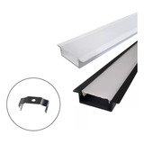 Perfil Embutir Slim 8m P/ Duas Fitas De Led 43mm Aluminio 