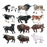 12 Unidades De Juguete En Miniatura Con Forma De Toro, Pvc,