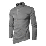 Camisas Goticas Hombre Con Botones Irregulares Elegantes Par