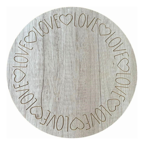 Bandeja Circular Love En Madera Mdf Enchapada En Melamina