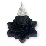 Incensário Cascata Flor De Lotus Yoga Branco E Preto 7 Cm