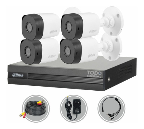 Kit Seguridad Dahua Cctv Dvr 4ch 1080p + 4 Camara 2mp +cable