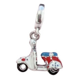 Dije Plata S925 Motoneta Vespa Blanca Motocicleta Italia 