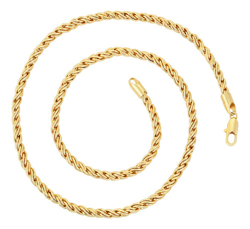 Cadena Oro 14k Lam Tejido Torzal 45cm Fina Hermosa Regalo 