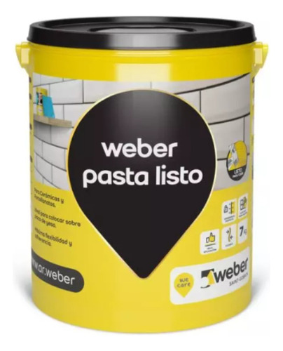 Pegamento Weber Pasta Listo 7 Kg P/cerámica Sobre Placa Yeso