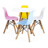 Mesa Infantil Modelo Eiffel Branca 50cm + 4 Cadeiras Eames