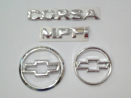Emblema Corsa Mpfi Logo Trasero  Delantero Kit Cromado 4ptas Foto 3