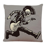 Funda Almohada Calavera Rock Punk Guitarra Esqueleto Ch...