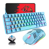 60% Teclado Mecánico Compacto Con Cable Juegos, Azules, Led