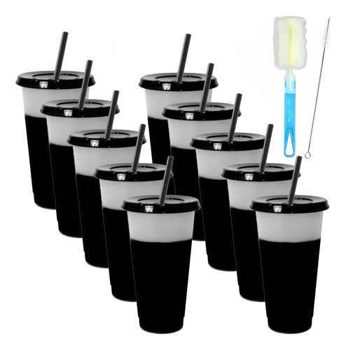 Vasos Magicos Cambian De Color Con Tapa Y Popote 710ml 10pzs | Meses sin interés