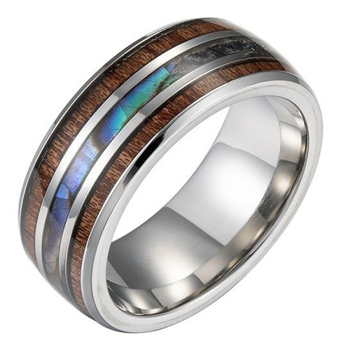 Anillo Casual De Acero Inoxidable Rudo Hombre A112 Madera