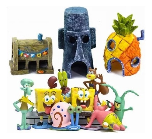 Kit De Figuras De Bob Esponja Con Adorno De Paisaje De Pecer