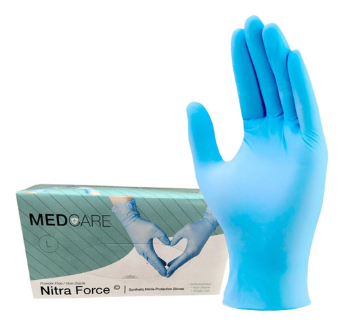 Guantes De Vinil Nitrilo Libre De Látex Y Polvo Azul 200 Pz Talla Mediana