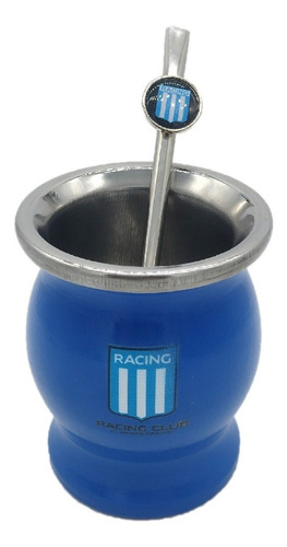 Mate Y Bombilla Acero Con Grabado A Color Racing Club