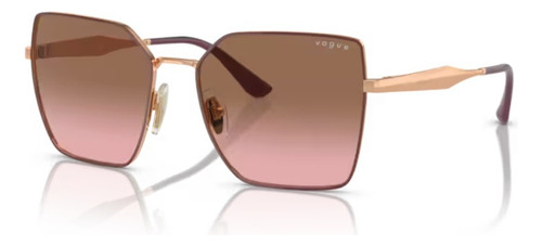 Gafas De Sol, Vogue, Vo4284s 518214 56, Marco En La Parte Superior Del Vino, Varilla De Oro Rosa, Lente Rosa, Oro Rosa, Diseño Cuadrado Degradado Marrón