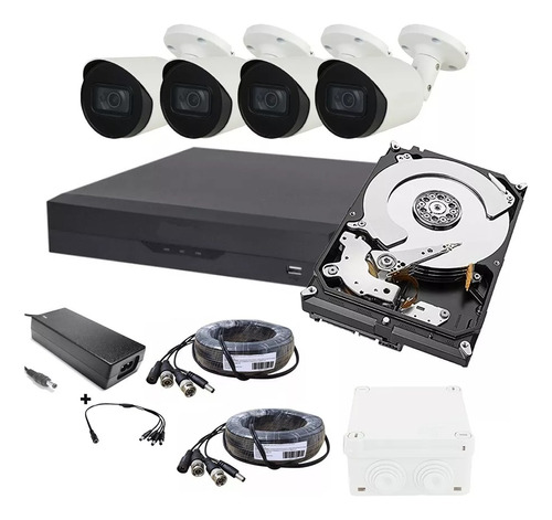 Kit Camaras De Seguridad 4 Camaras Bala 4k Audio Dvr 1tb 12v