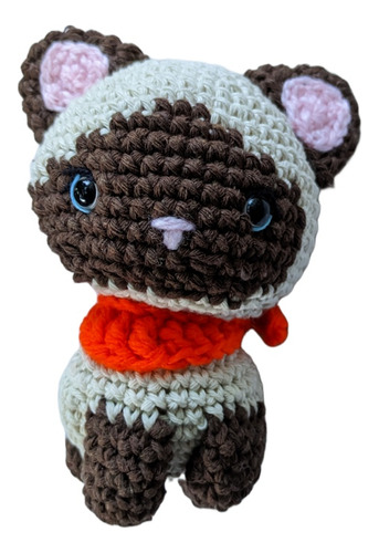 Muñeco De Apego Amigurumi Gatito Siamés 12cm