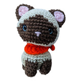 Muñeco De Apego Amigurumi Gatito Siamés 12cm